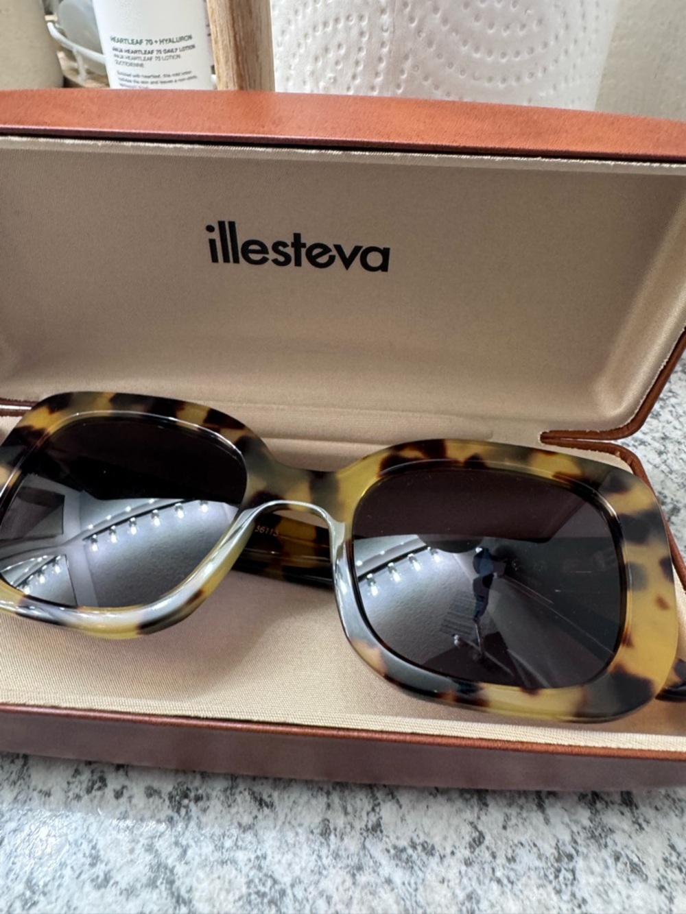 Illesteva Tortoise Square Sunglasses - Dark Gradient Lenses